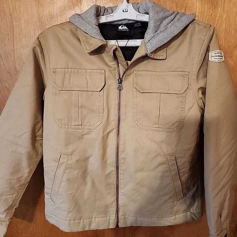 Chaqueta Quicksilver Nueva Aitor Cremallera Completa Juvenil XL Forrada con Capucha Acolchada Tostada/Caqui Foto 3 de 4