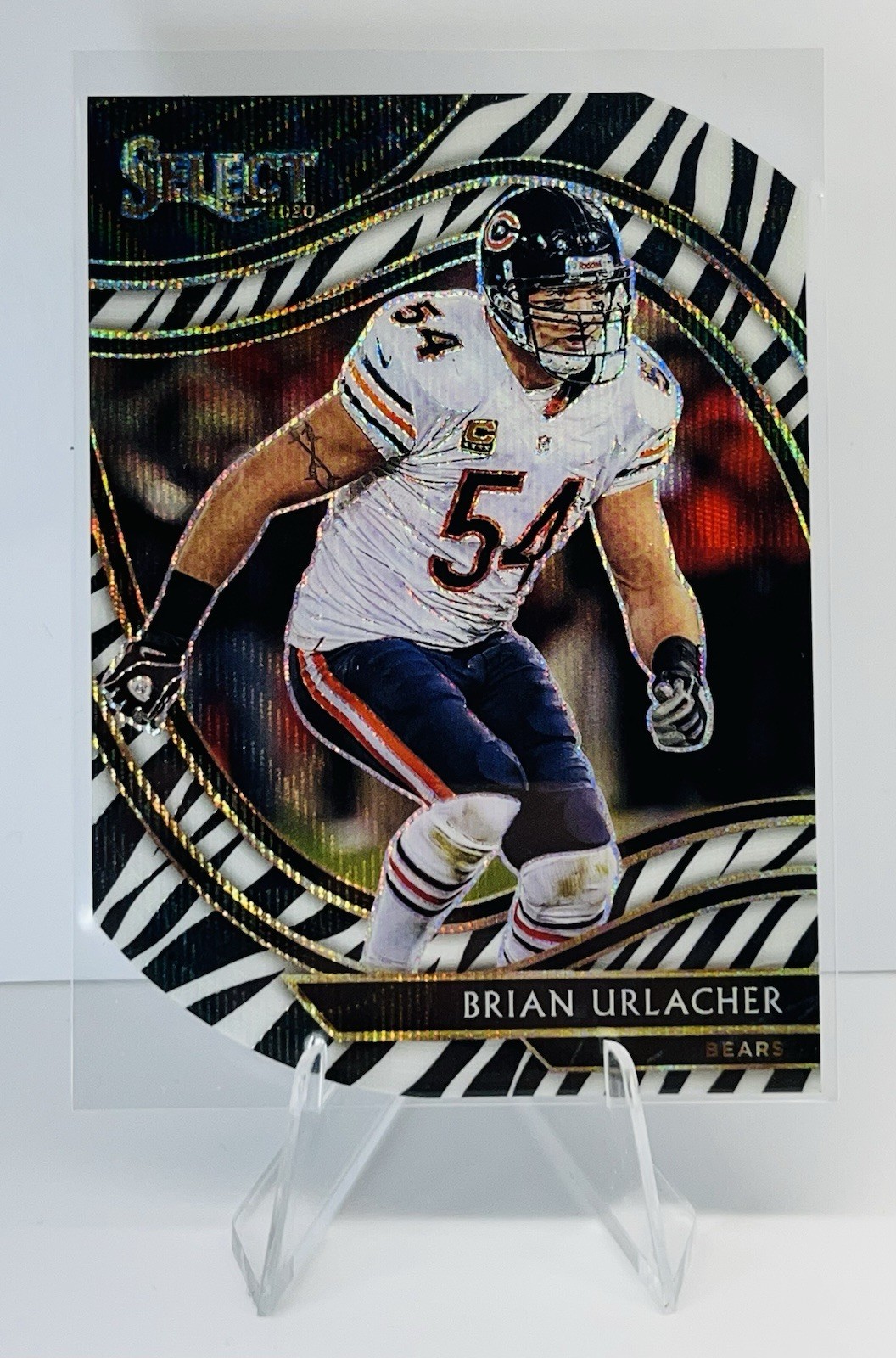Brian Urlacher 2020 Panini Select Zebra Field Level SSP Bears #314 Die Cut