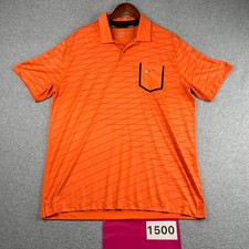 Nike Golf Tour Performance Polo Shirt Mens Large Dri Fit Orange Pocket