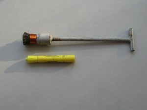 Vintage Steel 12" T Handle Wire Brush, 1" Solid Bristles