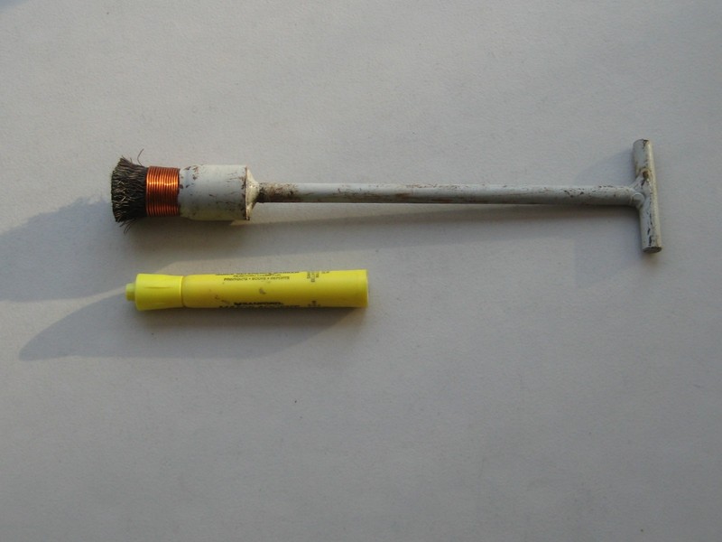 Vintage Steel 12" T Handle Wire Brush, 1" Solid Bristles