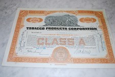 Stock Certificate - TOBACCO PRODUCTS CORPORATION &ndash; VIRGINIA 1929