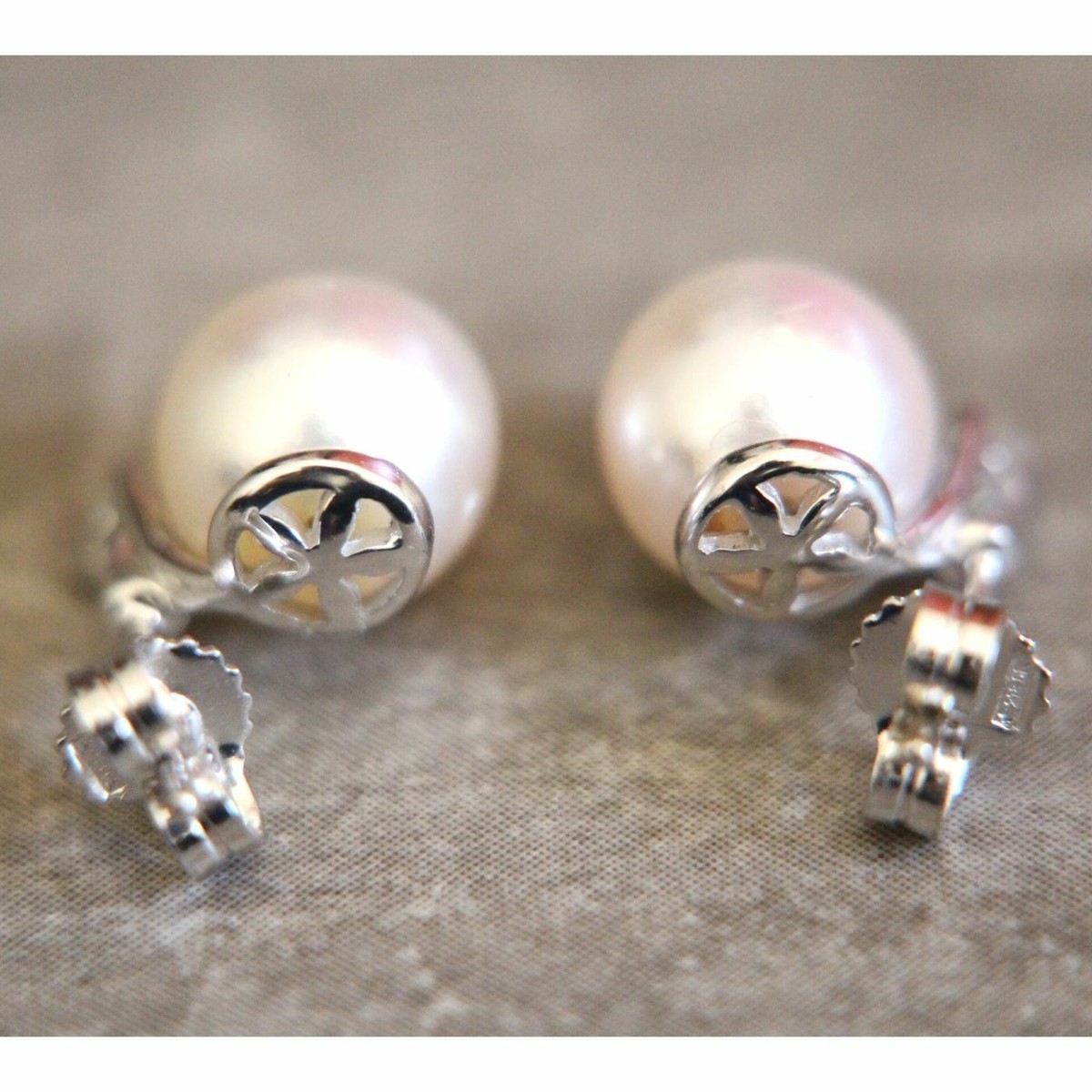 Orecchini a forma di fiore da 11 mm formato con perle coltivate e argento sterling 925. Custodia inclusa