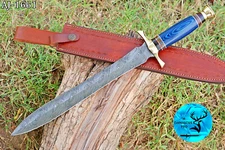 HANDMADE DAMASCUS STEEL DAGGER DOUBLE EDGE BLADE SWORD W/ PAKKA WOOD HANDLE 1661