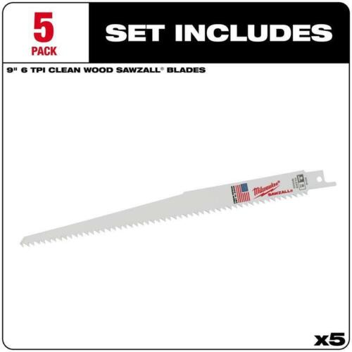 Milwaukee Sawzall 9 Zoll Bi-Metall sauberes Holz Säbelsägeblatt 6 TPI 5er-Pack - Bild 2 von 4