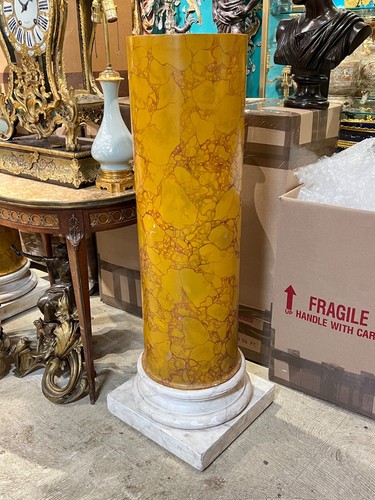 Paar antike italienische Scagliola Faux Siena Marmor Säulen Podeste - Bild 15 von 19