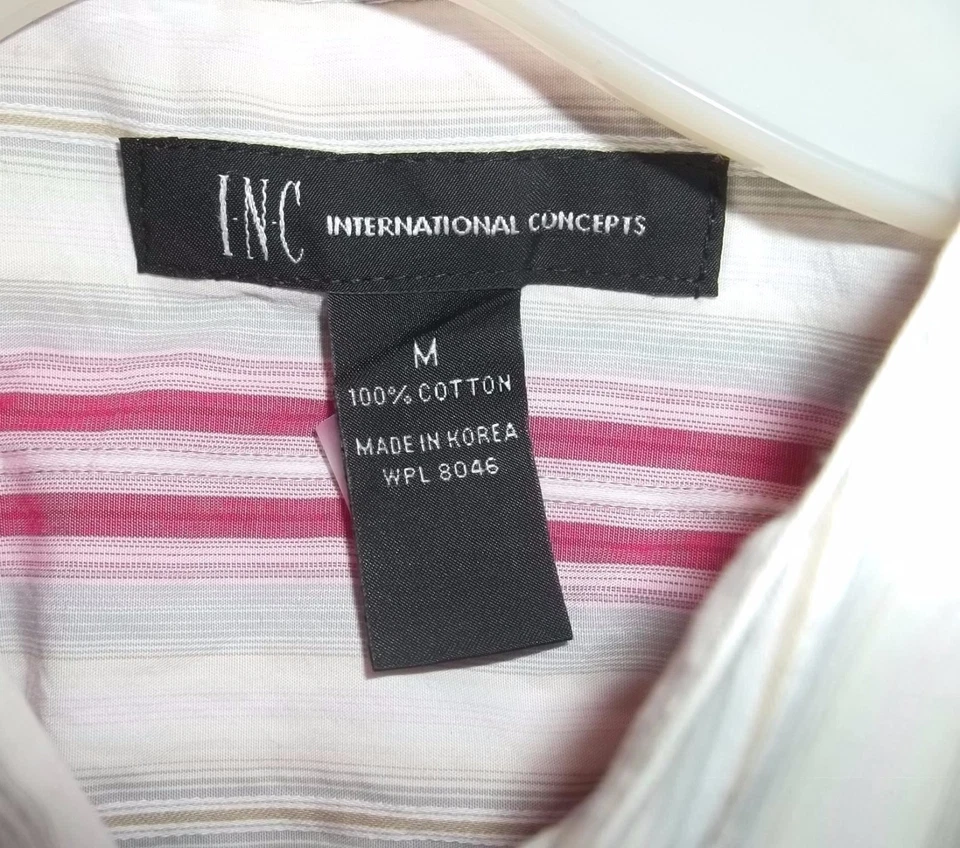 CAMISA DE VESTIR PARA HOMBRE INC International Concepts~talla MEDIANA~NUEVA~AJUSTE CEÑIDO Rosa Gris~$75 Foto 3 de 4