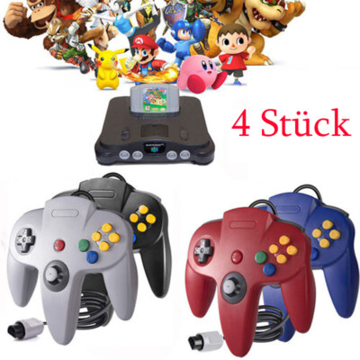 4 Stück Retro N64 Controllers Kontroller Classic Gamepad für Nintendo 64 Console