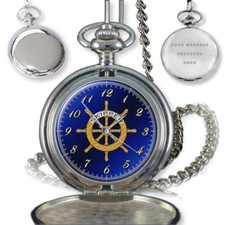SKIPPER MARINE BOAT NAUTICAL QUARTZ MENS POCKET WATCH BIRTHDAY GIFT ENGRAVED