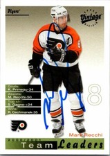 Mark Recchi autographed hockey card 2001 Upper Deck Vintage Team Leaders #190