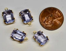 VINTAGE ALEXANDRITE BEVELLED GLASS OCTAGON PENDANT BEADS • 10x8mm BEAUTIFUL