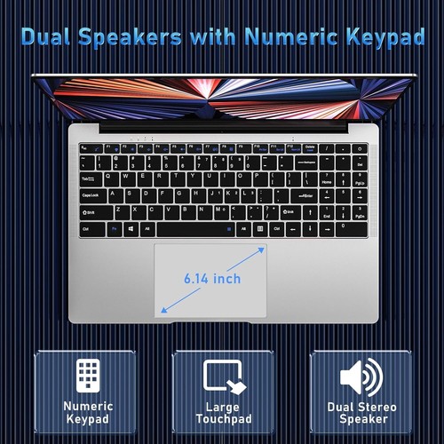 Sleek 15.6'' Laptop with Intel Celeron N4000, 8GB RAM, Quick 256GB SSD Storage - Picture 8 of 10