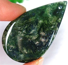 55x33x5mm Natural Green Moss Agate Teardrop Healing Pendant Bead AD63191