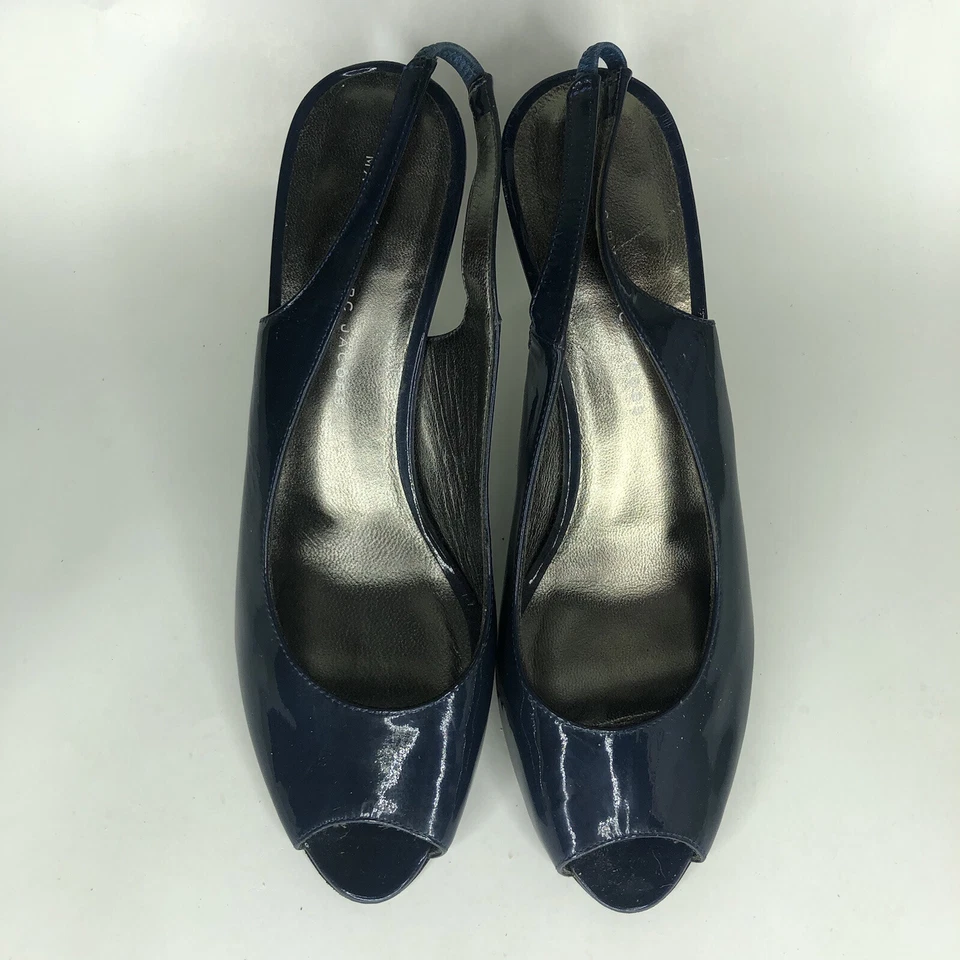marc jacobs shoes heels women size 39.5 US 8.5 blue patent Slip Ons Casual Foto 3 de 4