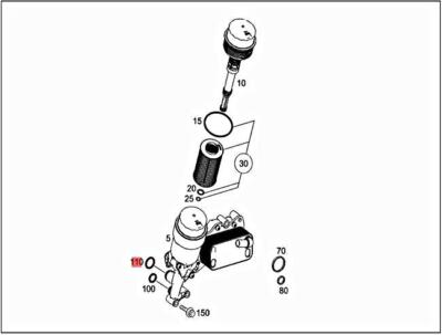 Genuine MERCEDES Oil cooler to cylinder crankcase O-ring 