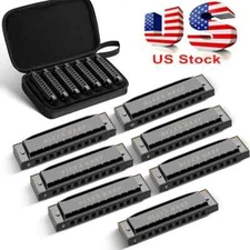 7-Pack Diatonic Harmonica Set Blues Harp 10 Hole Mouth Organ Birthday Gift