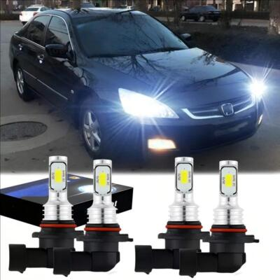 #ad For Honda Accord 2003 2007 LED Headlight 4 Bulbs White High Low Beam 9005 9006 A $16.48