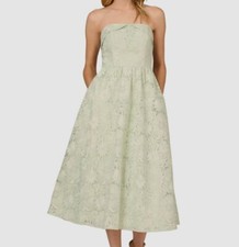 Aidan by Adrianna Papell Women's Green Strapless Embroidered Gown Dress 8