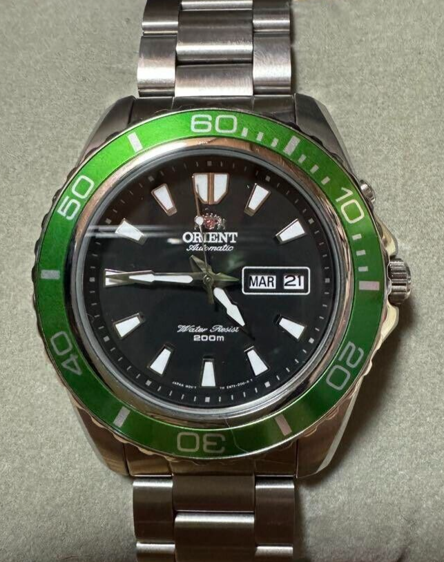 Orient Mako XL FEM75003B9 Green Black Automatic Analog Wrist Watch