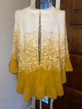 Calligraphie Ruffle Shawl Cardigan Plus Size Yellow/Canary/White Size 2X NWT