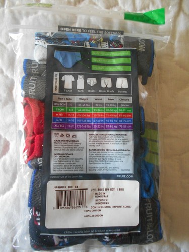 New in Package *5 Pack Boys Fruit Of The Loom Briefs Underwear SIZE XS 4 - Picture 3 of 3