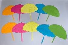   10 Lrg. BEACH UMBRELLA cardstock paper die cut embellishments