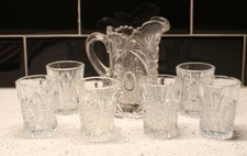 Vintage Indiana Glass USA Oval Star Child's 7 Piece Lemonade Set