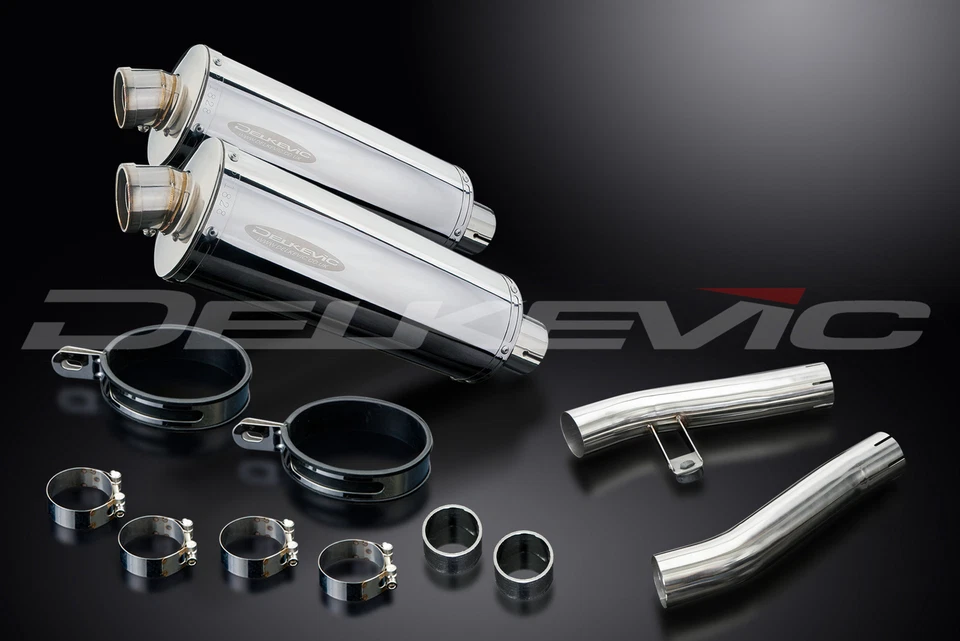 Kit silenciador de escape ovalado de acero inoxidable Kawasaki ZZR1200 2002-2005 Slip On 14" Foto 2 de 4