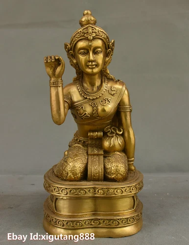 Rara Tailandia Budismo Latón Riqueza Mamón Dios Suerte Joss Diosa Buda Estatua - Imagen 1 de 10