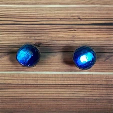 Vintage Swarovski Full Lead Crystal Stud Earrings Blue Round Zales Spree
