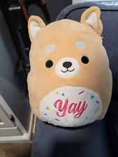 Squishmallows 12" Dog Plush Angie the Shiba Inu "YAY" Celebration Stuffed Animal