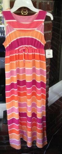 J Khaki Sunset Pink Stripe Girls Maxi Dress Size Medium NWT