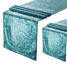 Eternal Beauty Teal Table Runner for Wedding, 2PCS-12x72 Sequin Table Runner ...