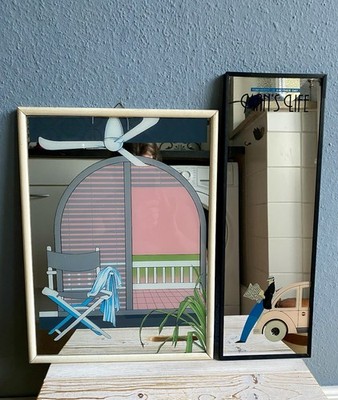 2x 80er Jahre Deko Spiegel ''Man s Life - tomorrow is another day  & girly style