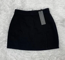 Lioness Lola Mini Skirt Womens Size XS Black Zipper Cotton Stretch Australia New