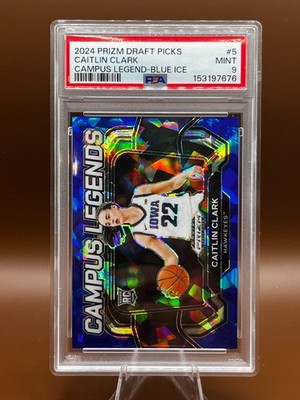 2024 Prizm Caitlin Clark - Blue Ice PSA 9 #22/99 Jersey Number JSY# Rookie RC