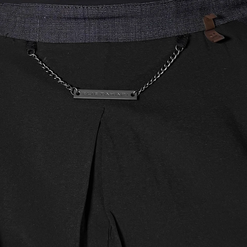 Женский блейзер Elie Tahari синий черный клетчатый шерстяной эластичный деловая рабочая куртка 8 - Изображение 3 из 4