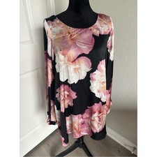 Show Me Your MuMu Silky Floral Bell Sleeve Dress Large