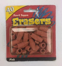 Vintage Pencil Topper Erasers NOS Pink Vtg New Old Stock Office Supplies Rubber