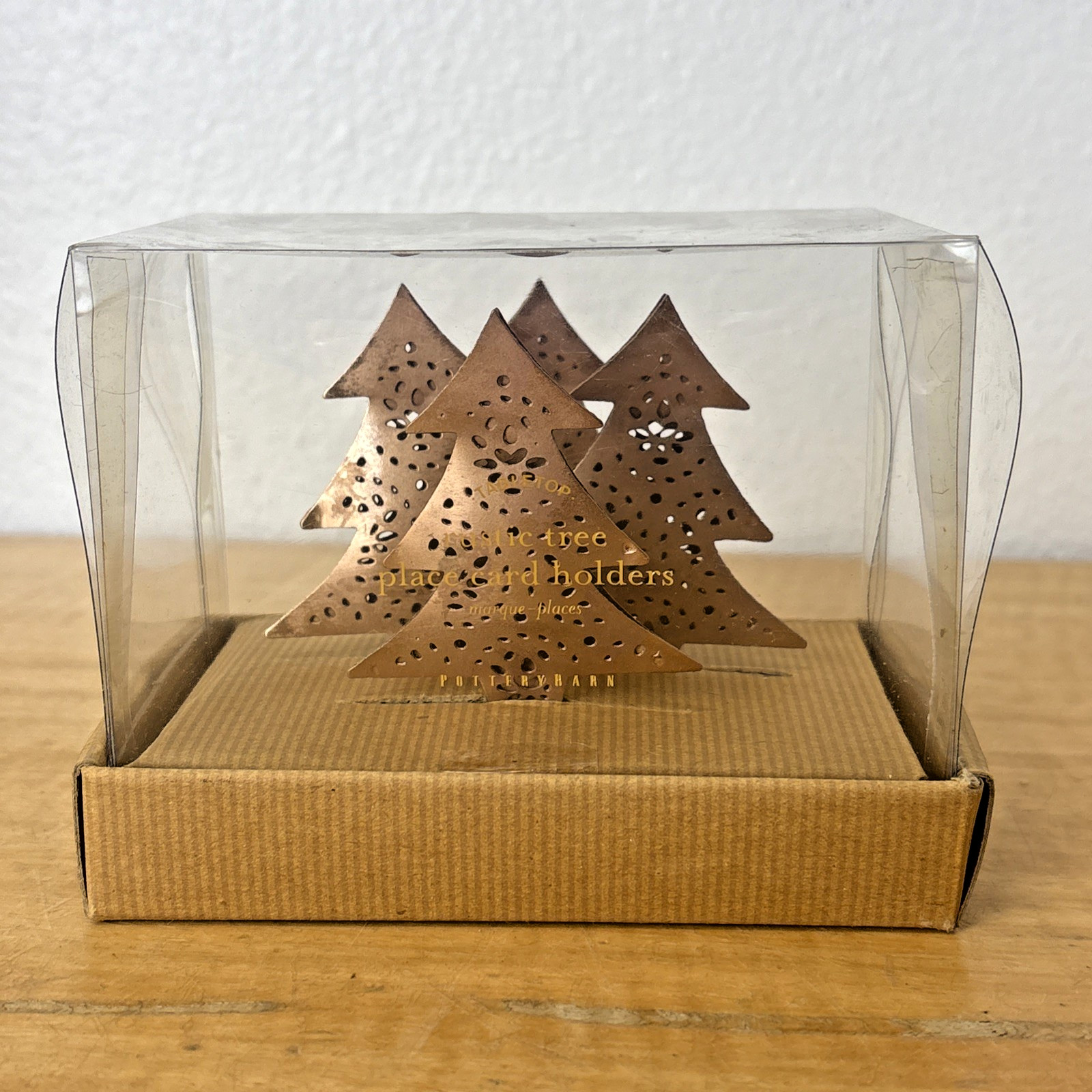 Pottery Barn Vintage Rustic Copper Christmas Tree Place Card Holders