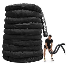 Battle Ropes Black Workout Rope 1 inch Battle Ropes for Home Gym 30ft Exercis...