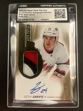 2021-22 Upper Deck The Cup Seth Jarvis #161 Gold Rookie Patch Auto RPA 14/24 RC
