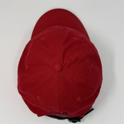 Polo Ralph Lauren Sombrero Correa de Cuero Rojo con Poni Azul Marino Informal Algodón Papá - Imagen 7 de 14