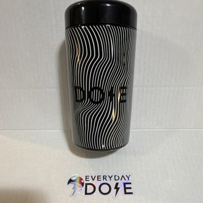 Everyday Dose Black Glass Vacuum Flask Abstract Pattern Twist Lid