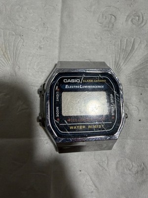 Casio A168 Digital Quartz Alarm Chronograph EL Silver SS Water Resistant