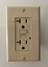 Lot of 2 - GFCI Outlet 20Amp, Non-Tamper Resistant, Ivory with LED Indicator