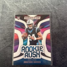 2024 Panini Rookies and Stars Jonathan Brooks RR-JBS Rookie Rush Black and Blue