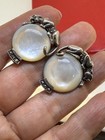 ARI D NORMAN PANTHER MOTHER OF PEARL EARRINGS   Sterling SILVER Omega Back