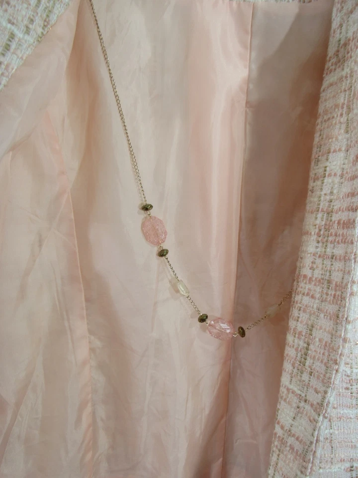 Blazer Alfred Dunner Talla 14 Pequeño Rosa Collar Con Cuentas Forrado Manga 3/4 Foto 4 de 4