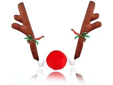 Zone Tech GA0080 Car Reindeer Antlers and Nose Set Red/Brown